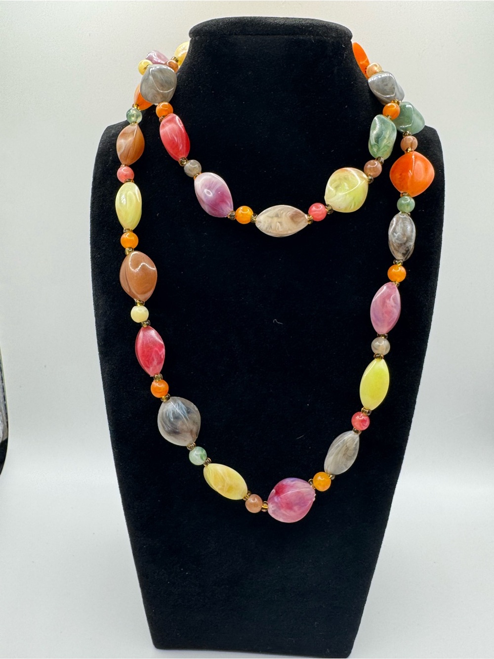 Colorful Marbled Resin Bead Necklace